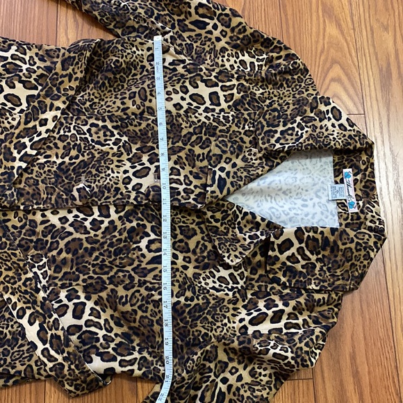 🌹ANIMALPRINT belted blazer / jacket button down lapel collar pockets 💯cotton L - Picture 7 of 14